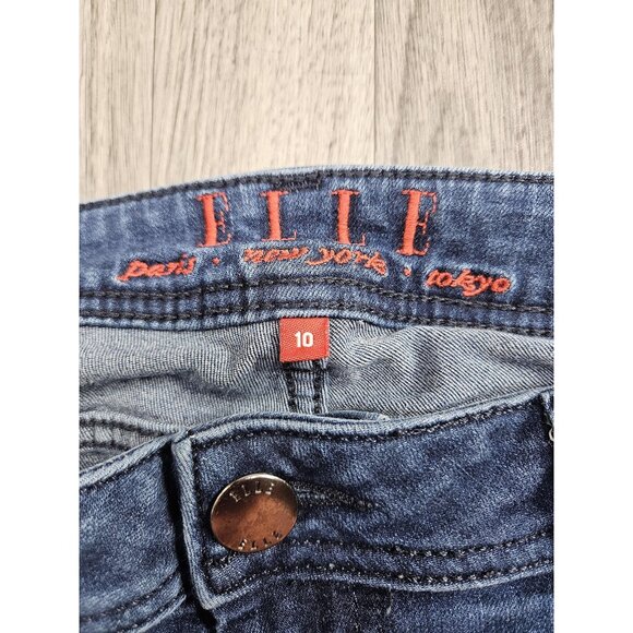 (3/$35) ELLE Jeans Womens 10 Blue Medium Wash Mid Rise Skinny Stretch Straight - Picture 4 of 11